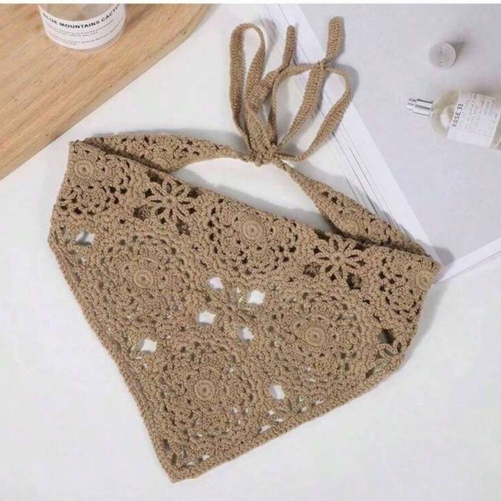 Elegant Crochet Tan Handbag